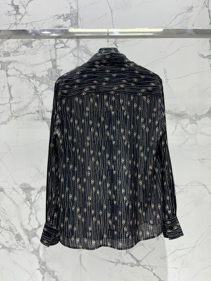 25fw Ribbon tie silk shirt