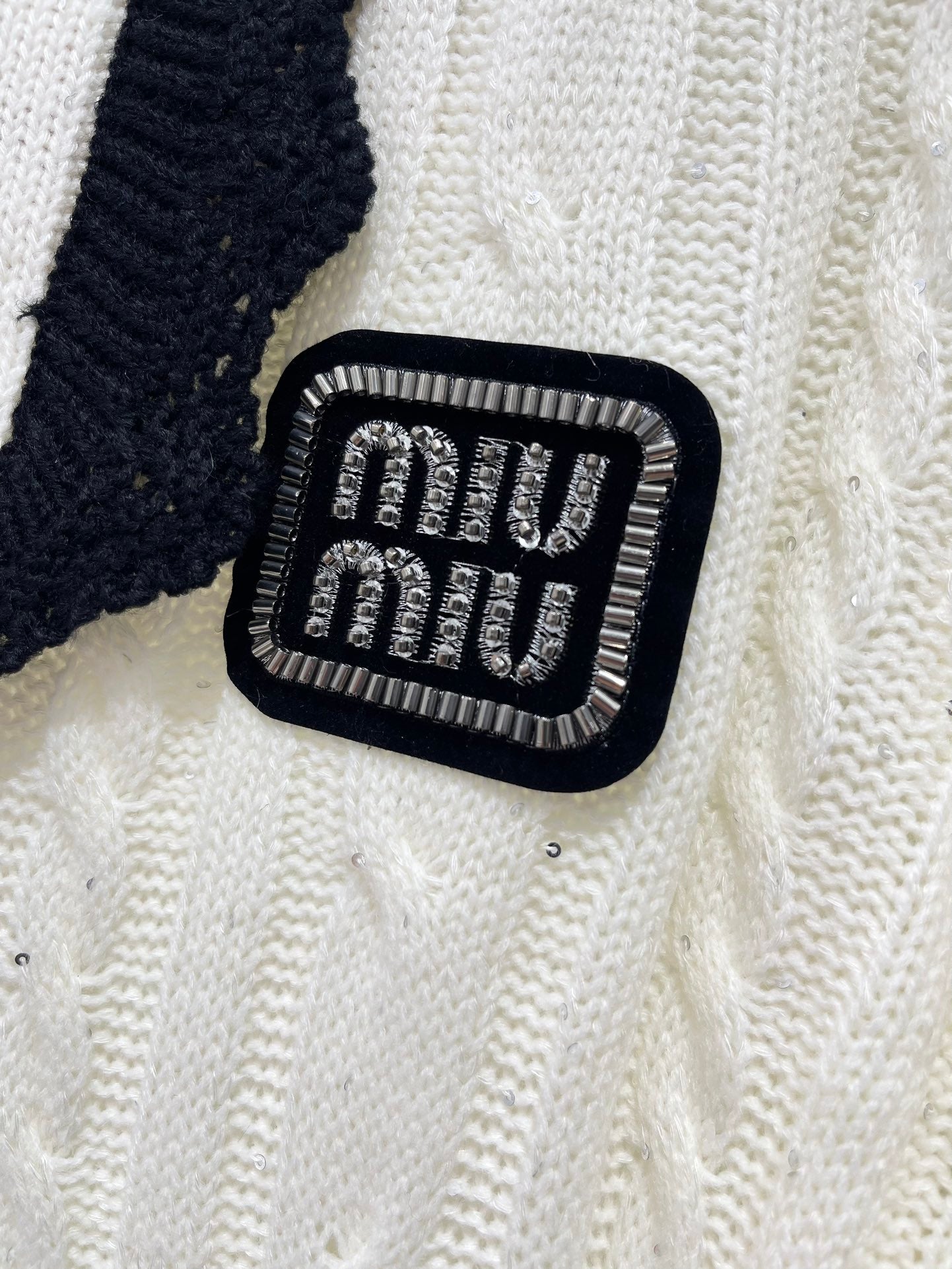 25fw Doll collar patchwork knit sweater