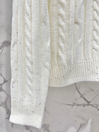 25fw Doll collar patchwork knit sweater