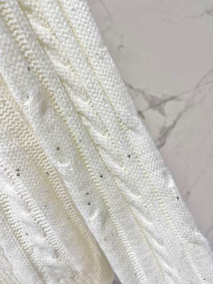 25fw Doll collar patchwork knit sweater