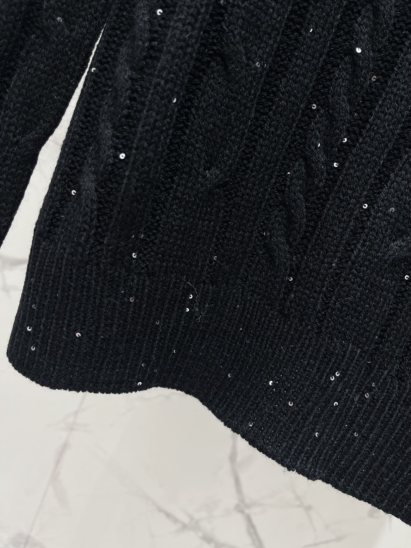 25fw Doll collar patchwork knit sweater