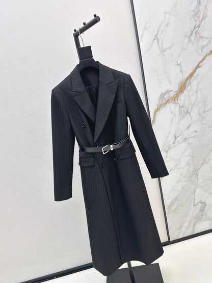 25fw Vertical striped waistband long coat jacket
