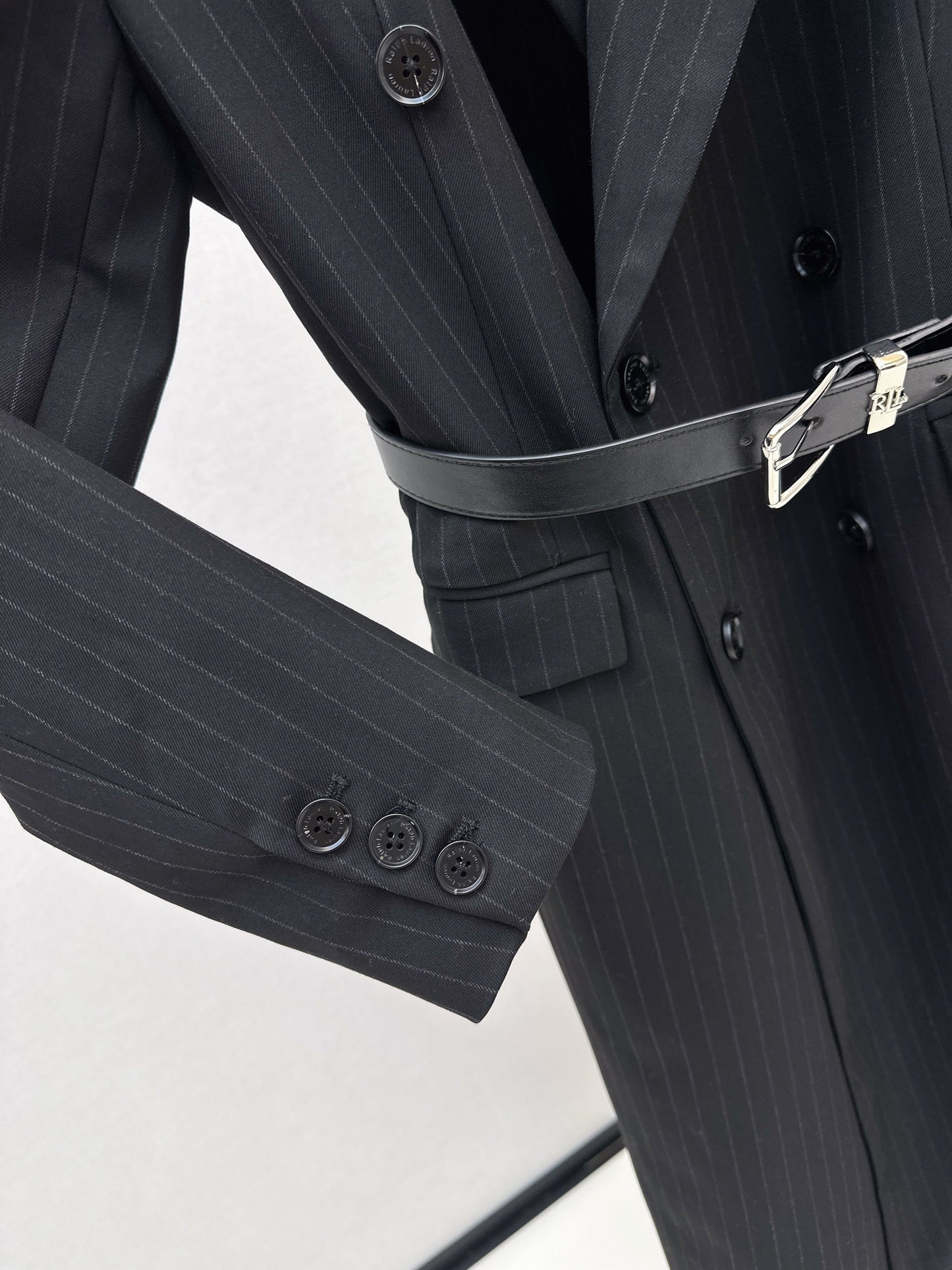 25fw Vertical striped waistband long coat jacket