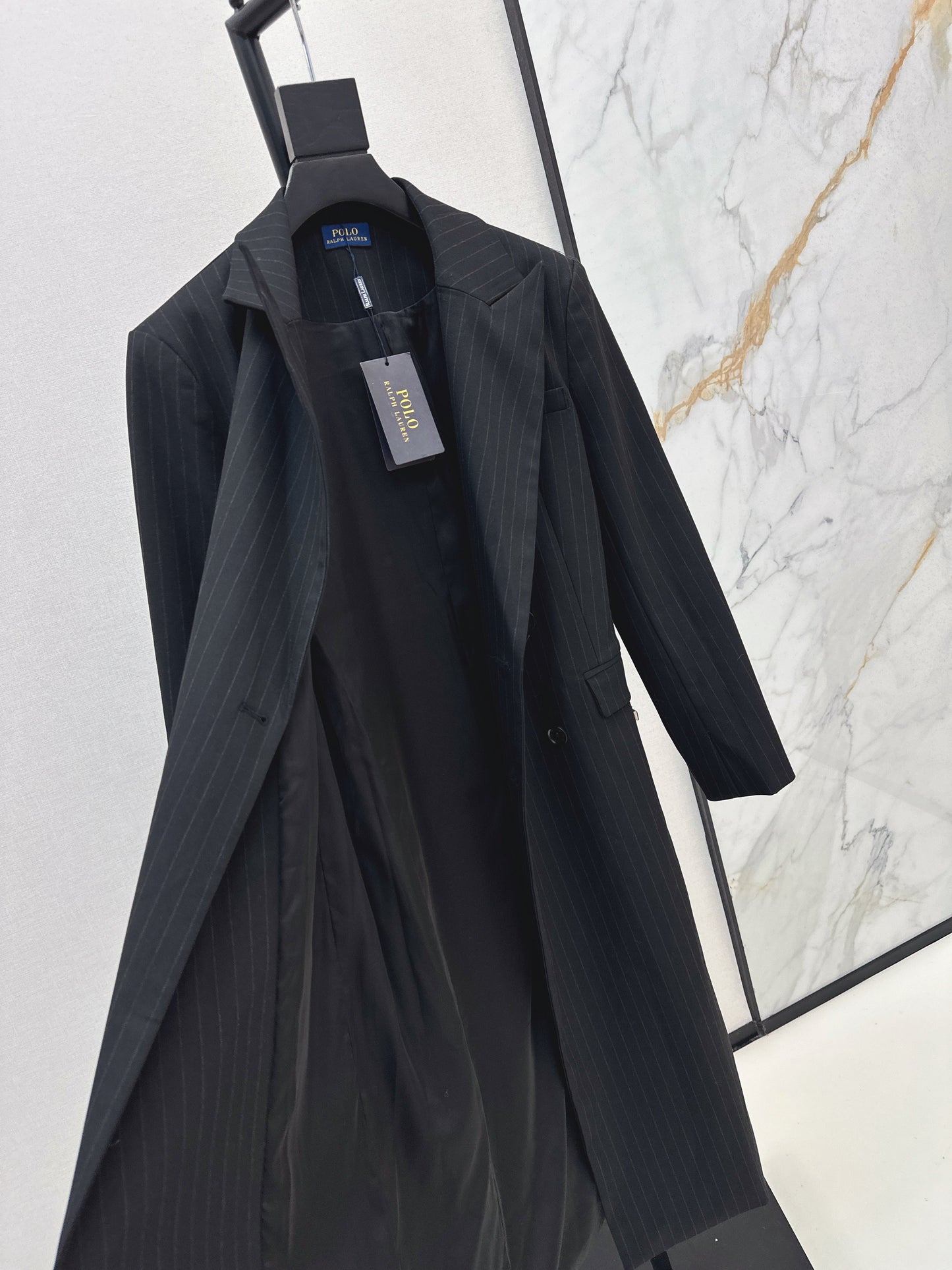 25fw Vertical striped waistband long coat jacket