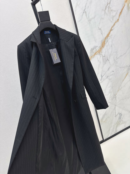 25fw Vertical striped waistband long coat jacket