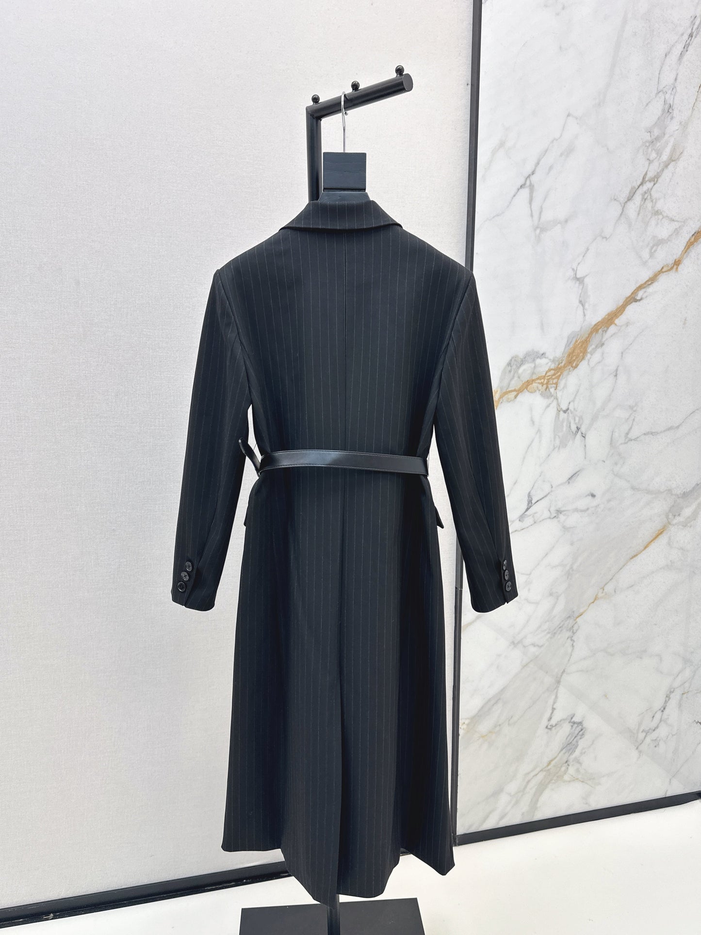 25fw Vertical striped waistband long coat jacket