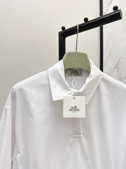 25fw Stand up collar drawstring design dress