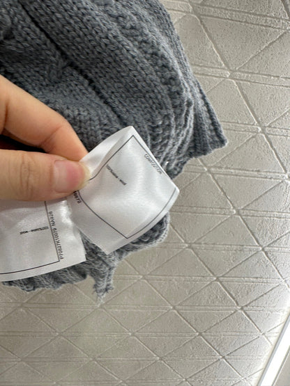 25fw Zipper hook flower knitted cardigan