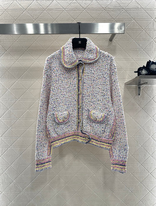 25fw Collar colored dot sweater cardigan