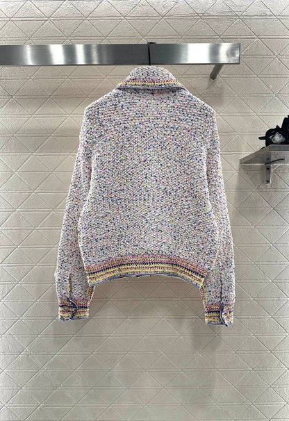 25fw Collar colored dot sweater cardigan