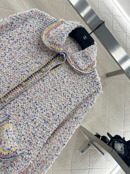 25fw Collar colored dot sweater cardigan