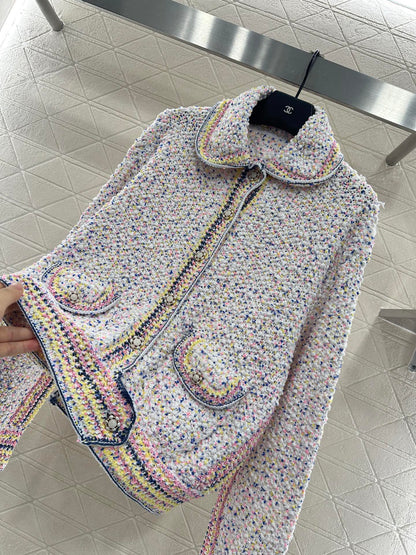 25fw Collar colored dot sweater cardigan