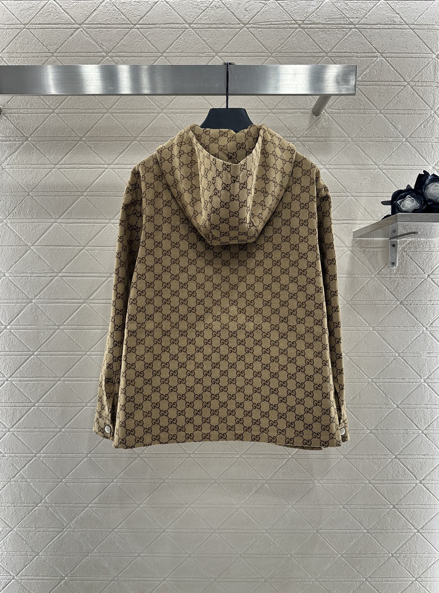 25fw Collar hooded drawstring jacquard jacket