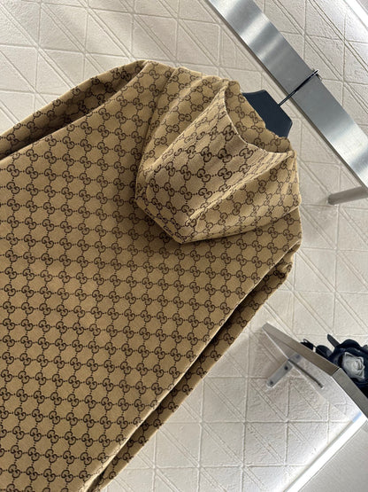 25fw Collar hooded drawstring jacquard jacket