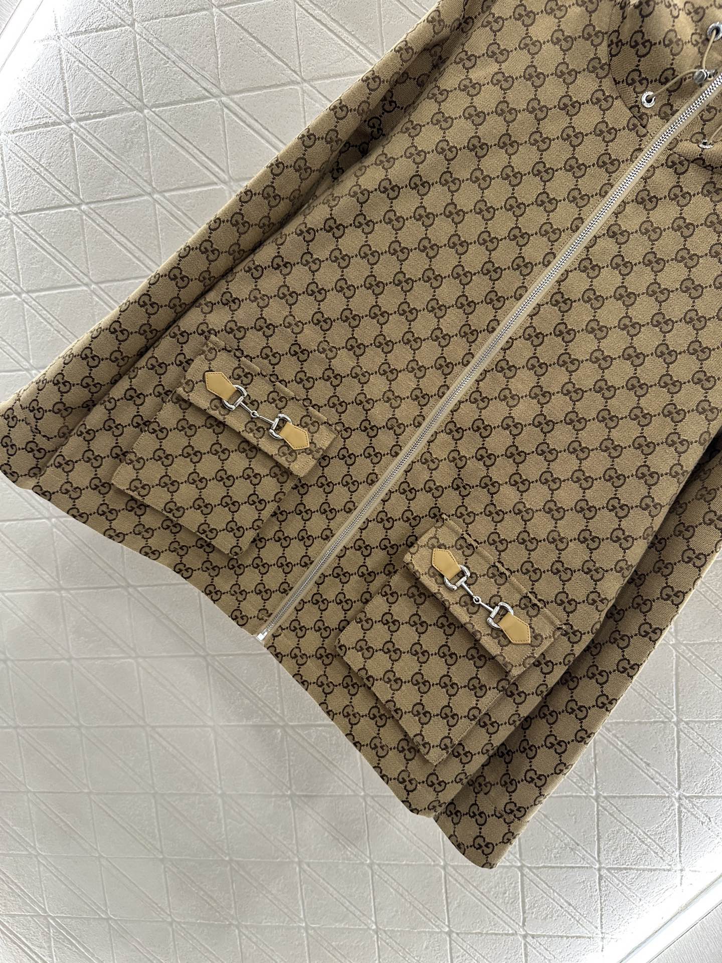 25fw Collar hooded drawstring jacquard jacket