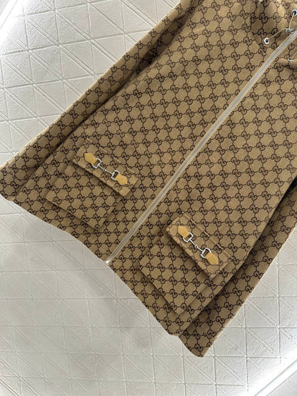 25fw Collar hooded drawstring jacquard jacket