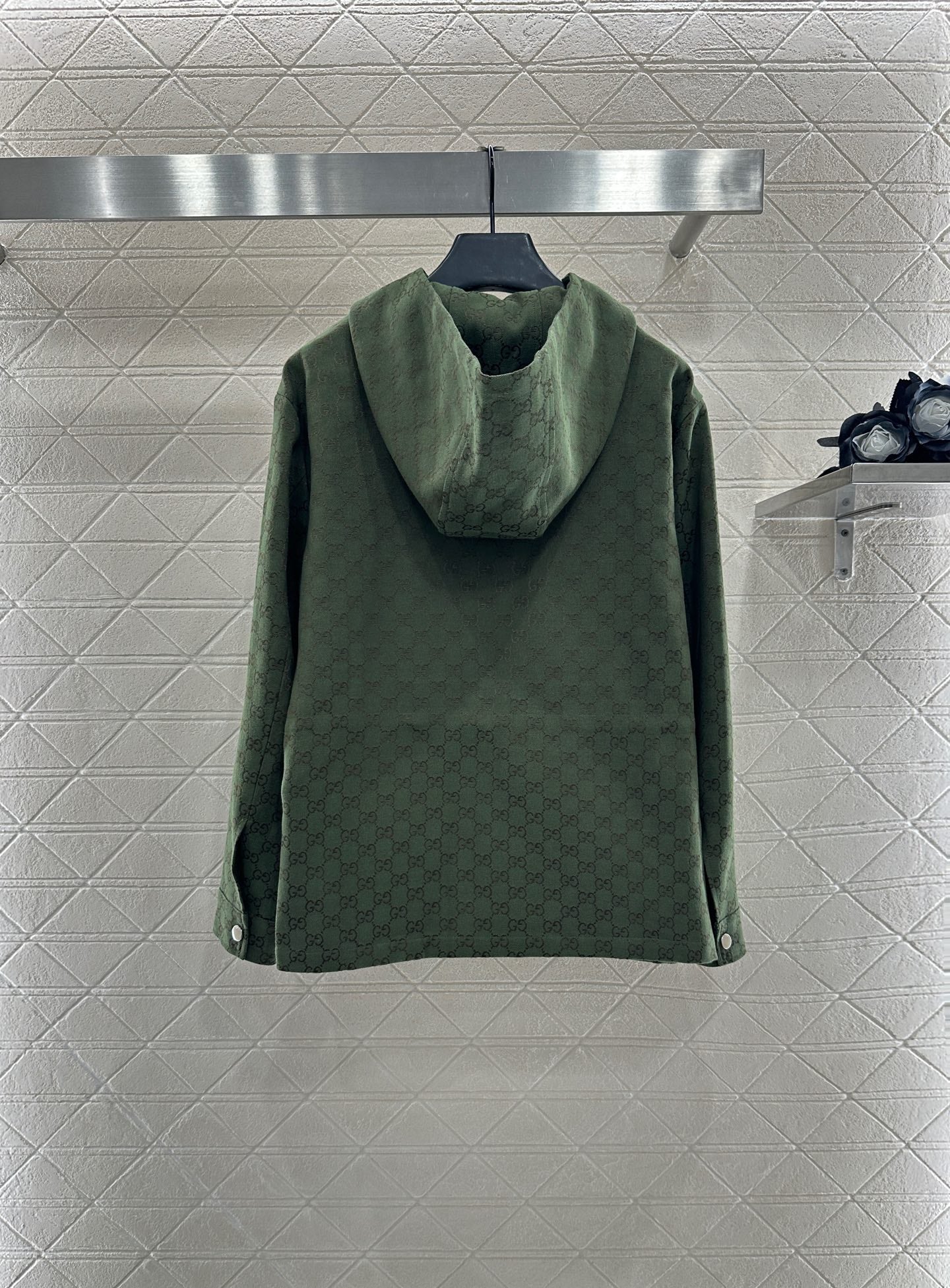 25fw Collar hooded drawstring jacquard jacket