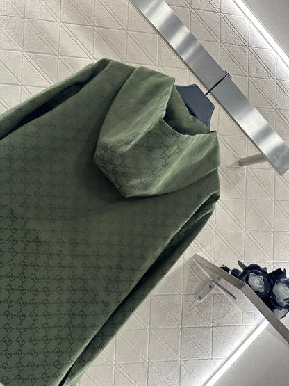 25fw Collar hooded drawstring jacquard jacket