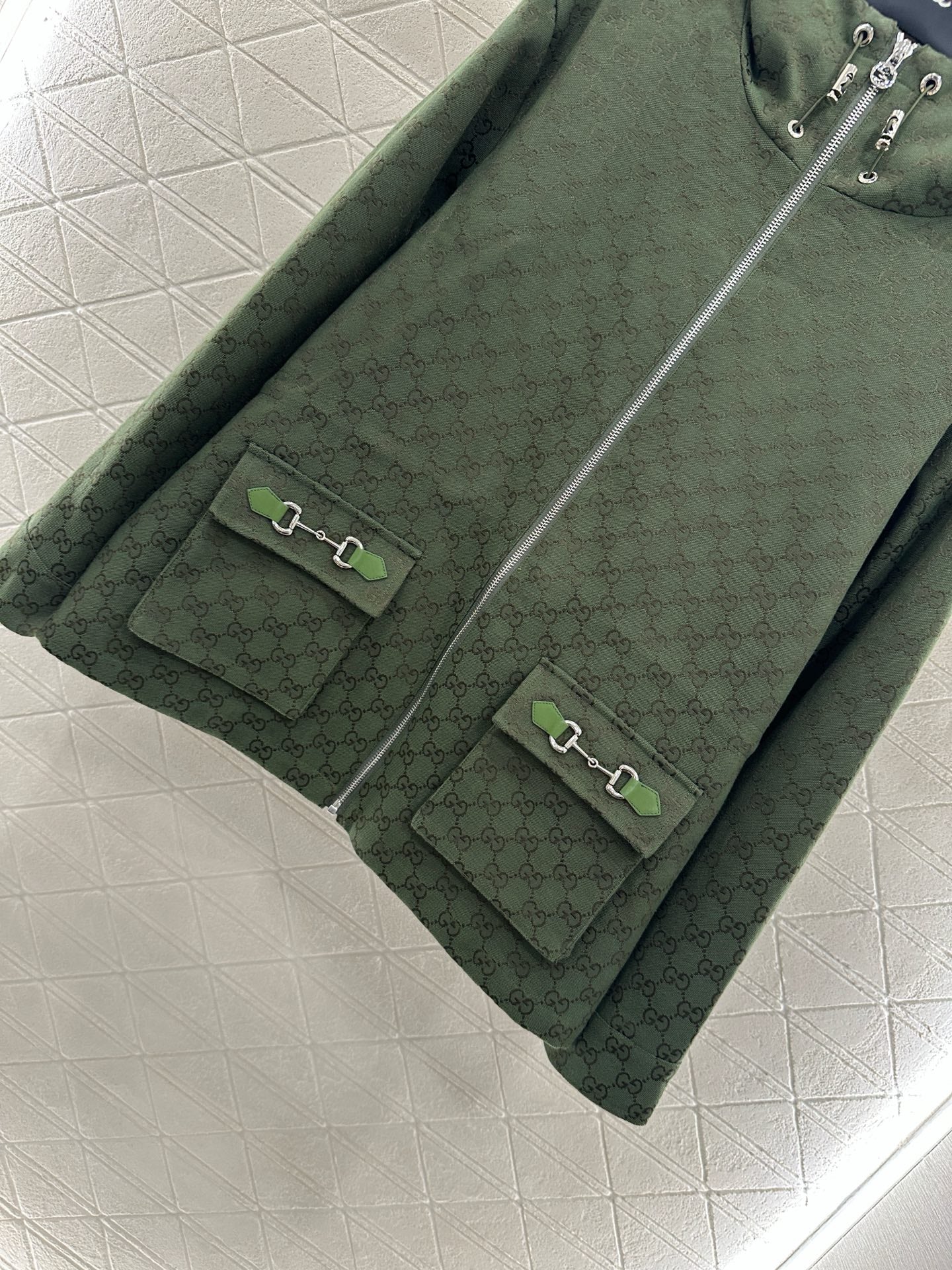 25fw Collar hooded drawstring jacquard jacket