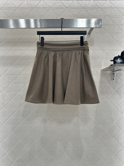 25fw Color blocking lace lace jacket short skirt set