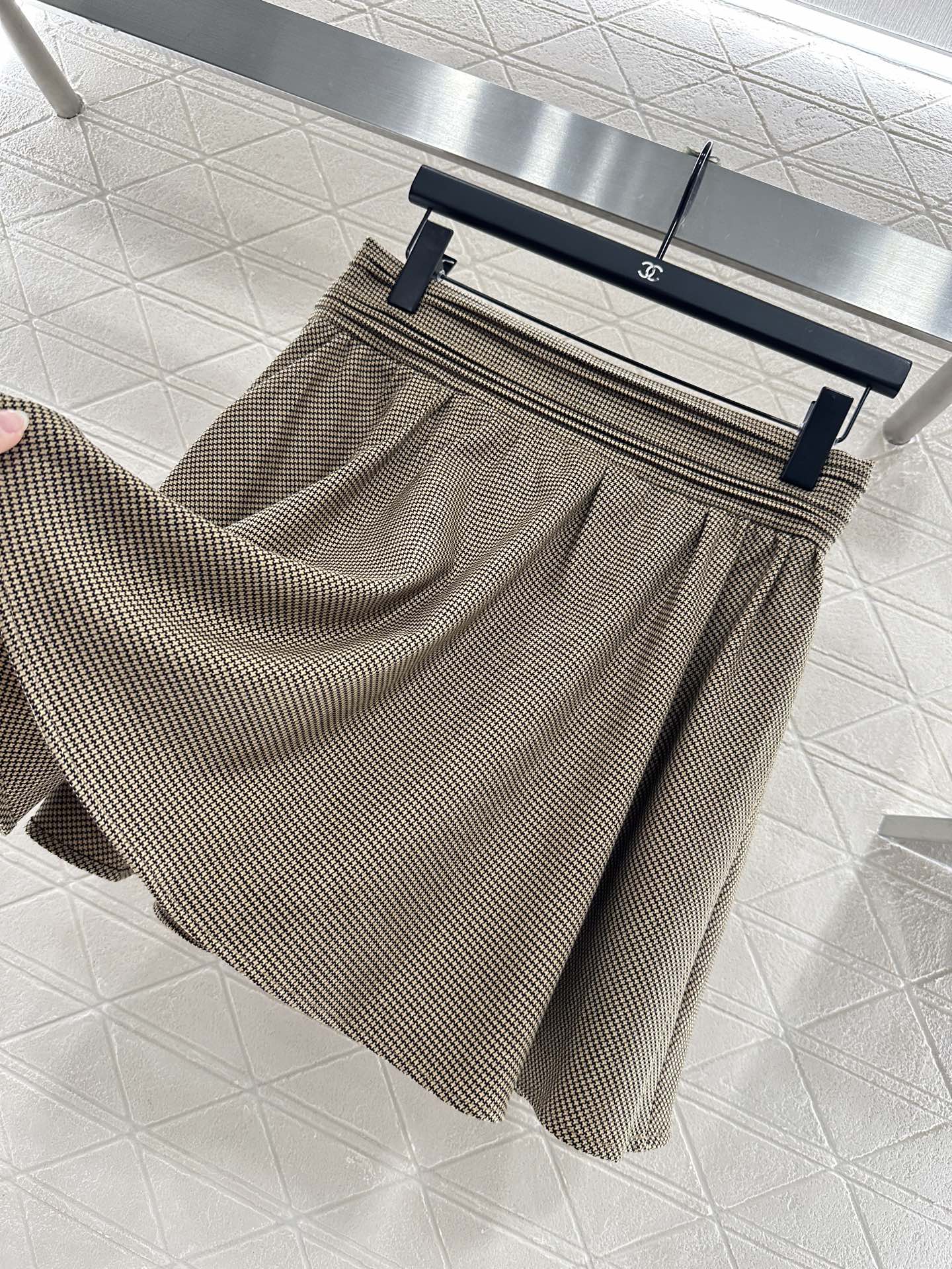 25fw Color blocking lace lace jacket short skirt set