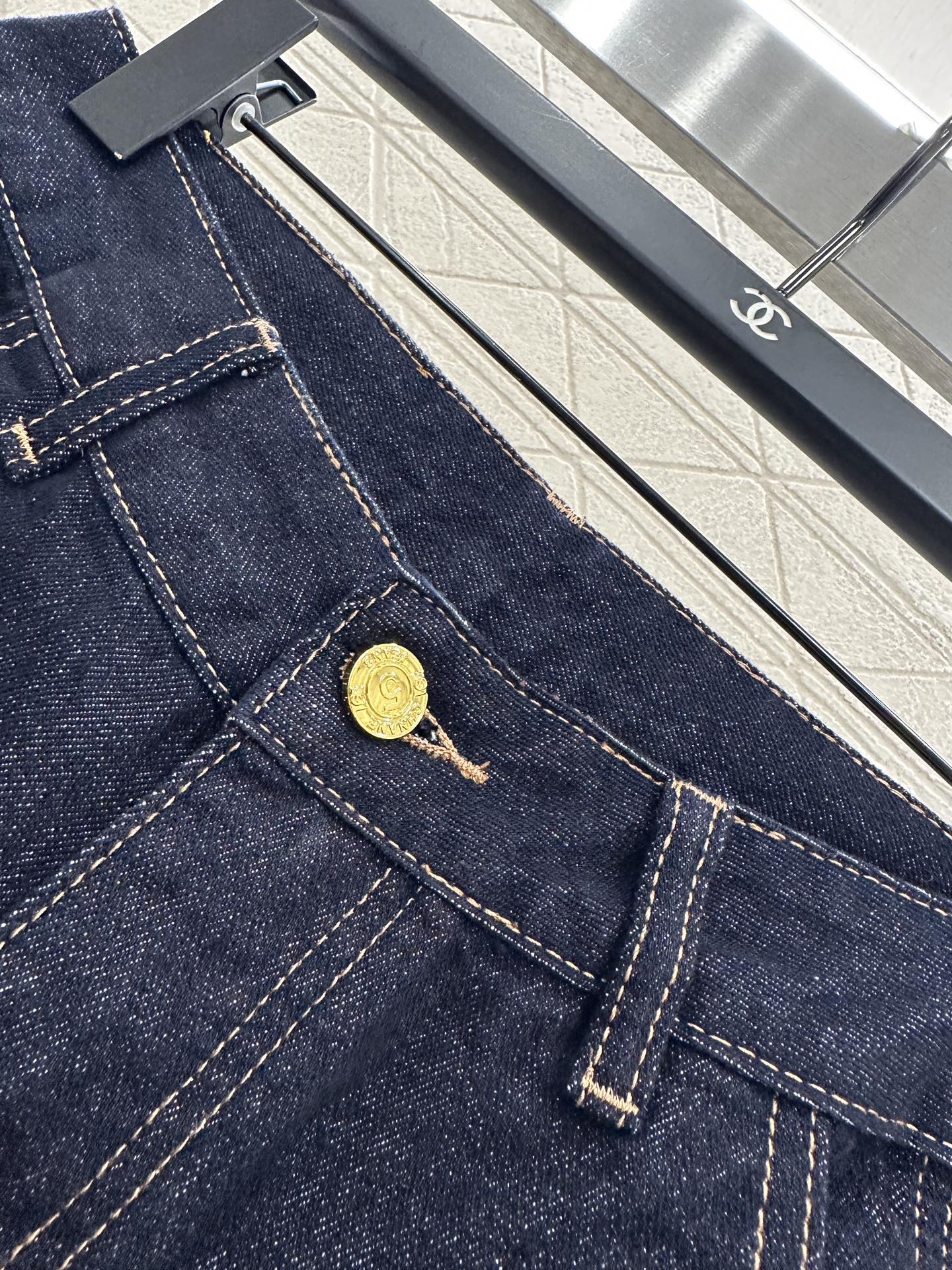 25fw Embroidered letter denim straight leg pants