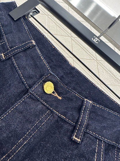 25fw Embroidered letter denim straight leg pants