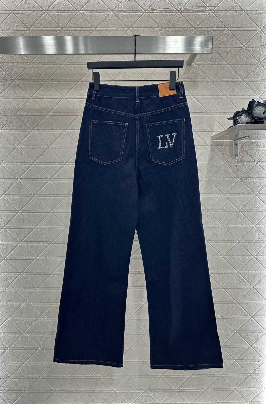 25fw Collar hot pressed diamond pants