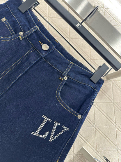 25fw Collar hot pressed diamond pants