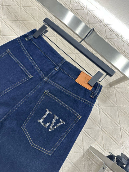 25fw Collar hot pressed diamond pants