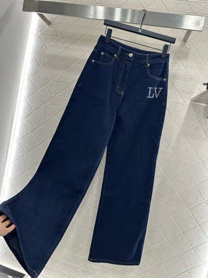 25fw Collar hot pressed diamond pants