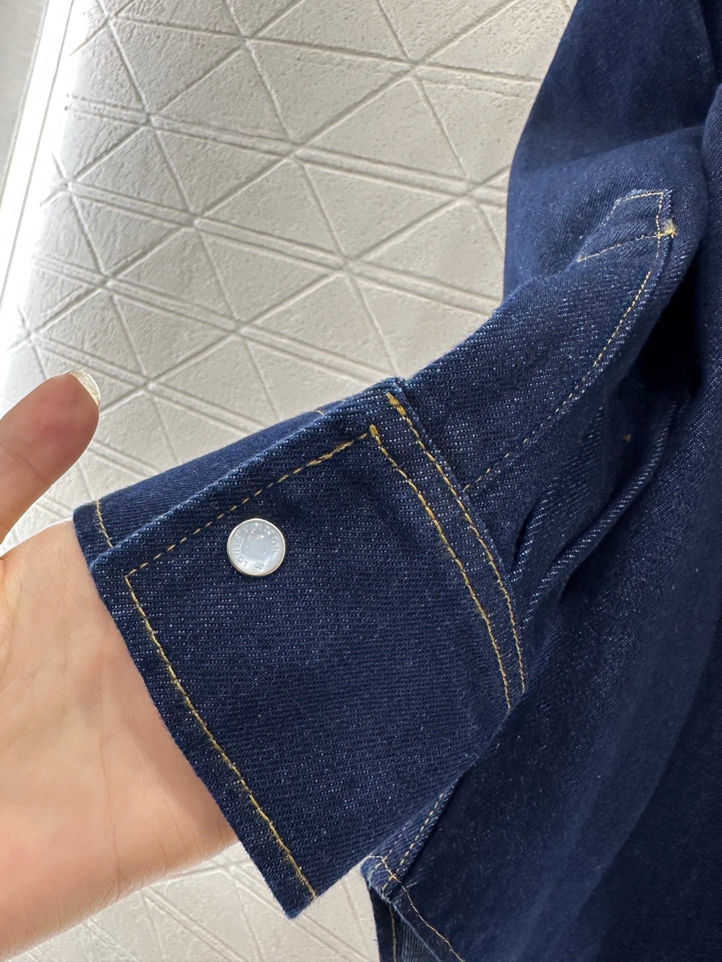 25fw Collar hot pressed diamond denim shirt