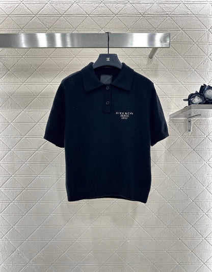 25fw Half open lapel knitted top