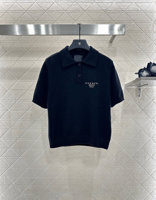 25fw Half open lapel knitted top