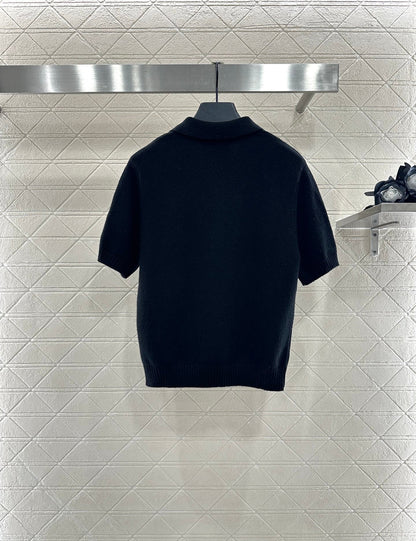 25fw Half open lapel knitted top