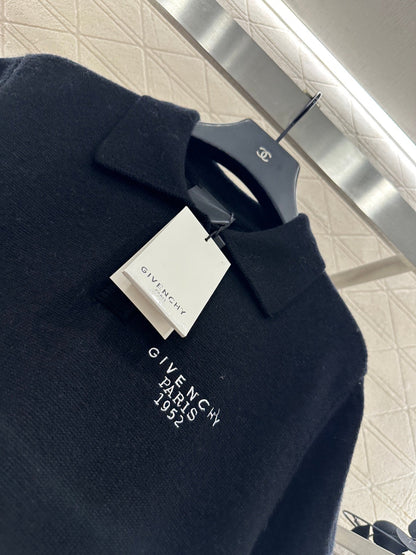 25fw Half open lapel knitted top