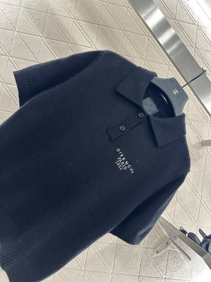 25fw Half open lapel knitted top