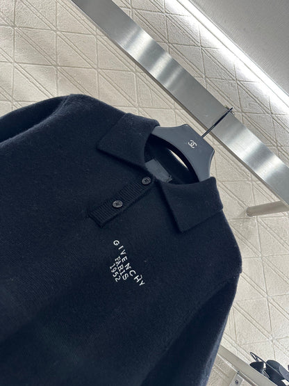 25fw Half open lapel knitted top