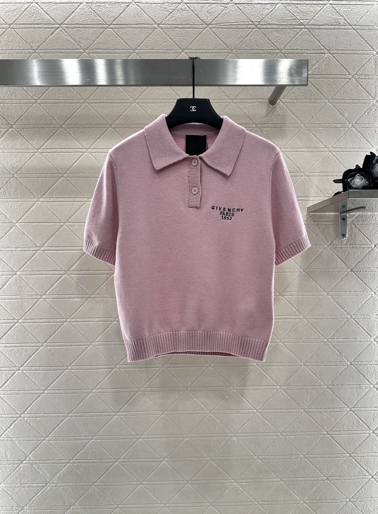 25fw Half open lapel knitted top