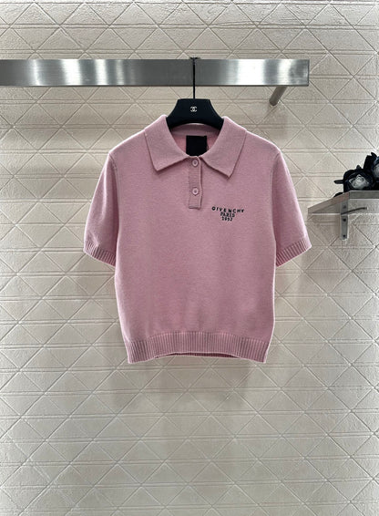 25fw Half open lapel knitted top