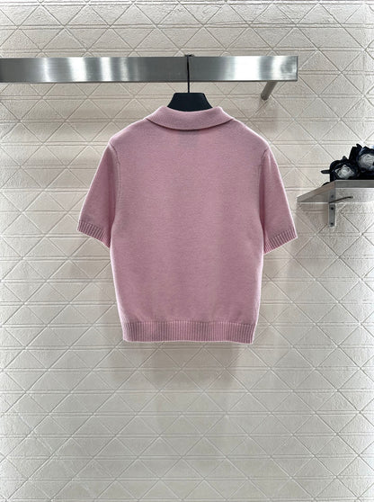 25fw Half open lapel knitted top