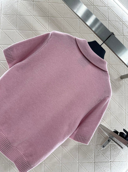 25fw Half open lapel knitted top