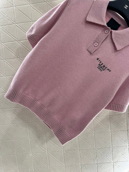 25fw Half open lapel knitted top