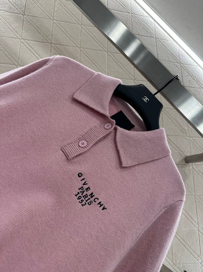 25fw Half open lapel knitted top