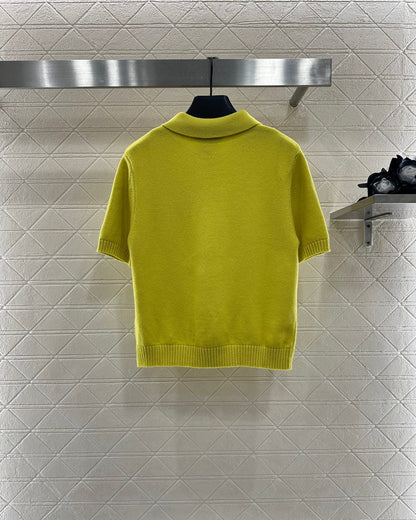 25fw Half open lapel knitted top