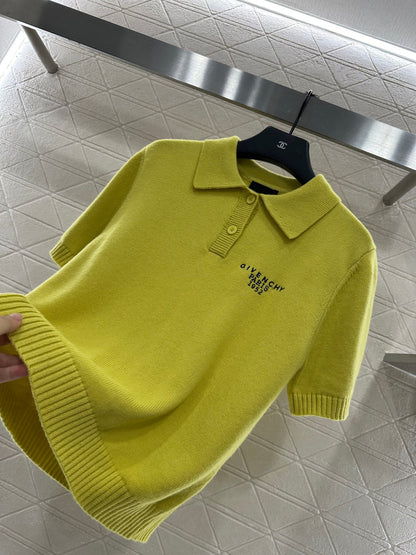 25fw Half open lapel knitted top