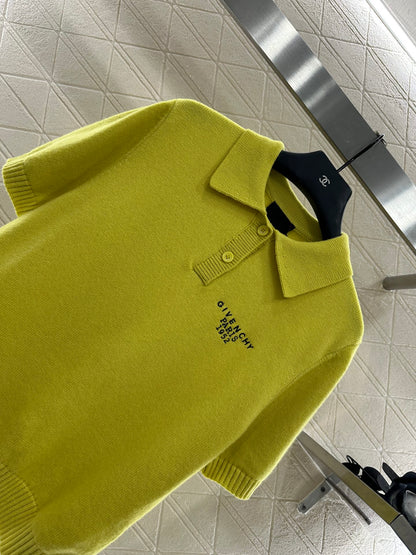 25fw Half open lapel knitted top