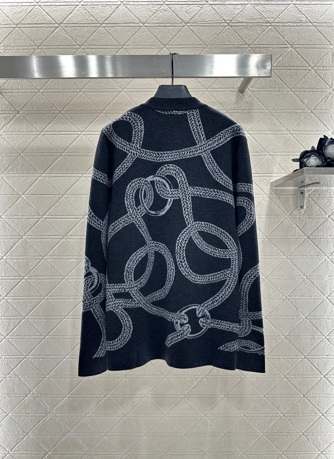 25fw Collision ribbon chain buckle cardigan