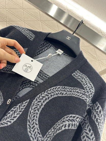 25fw Collision ribbon chain buckle cardigan