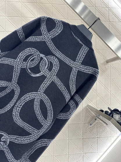 25fw Collision ribbon chain buckle cardigan